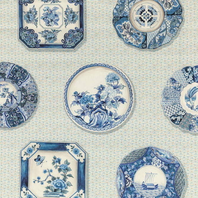 Brunschwig &amp; Fils Bonchamp Print Blue Fabric