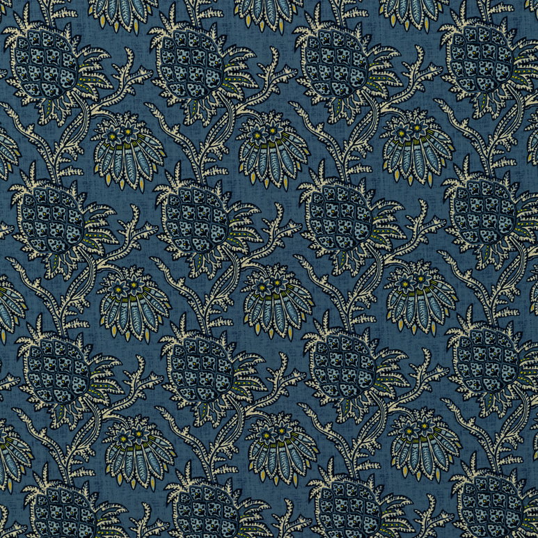Brunschwig &amp; Fils Brassac Print Indigo Fabric