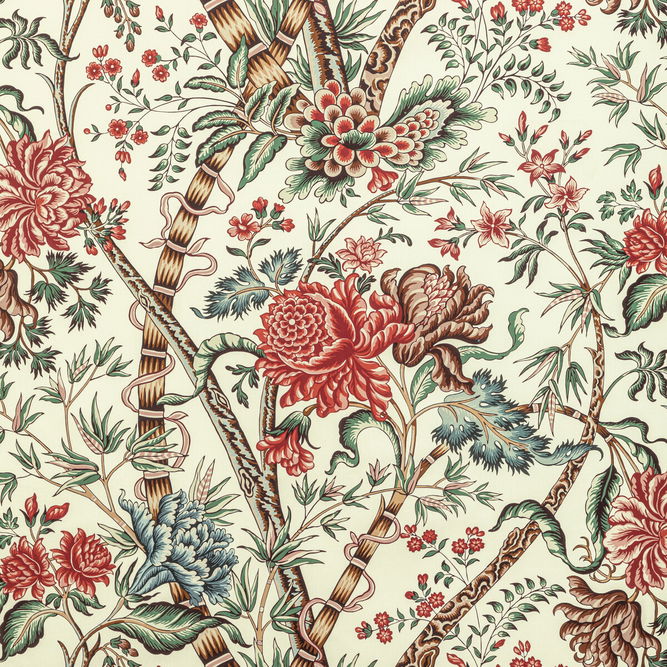 Brunschwig &amp; Fils Luberon Print Red/Teal Fabric