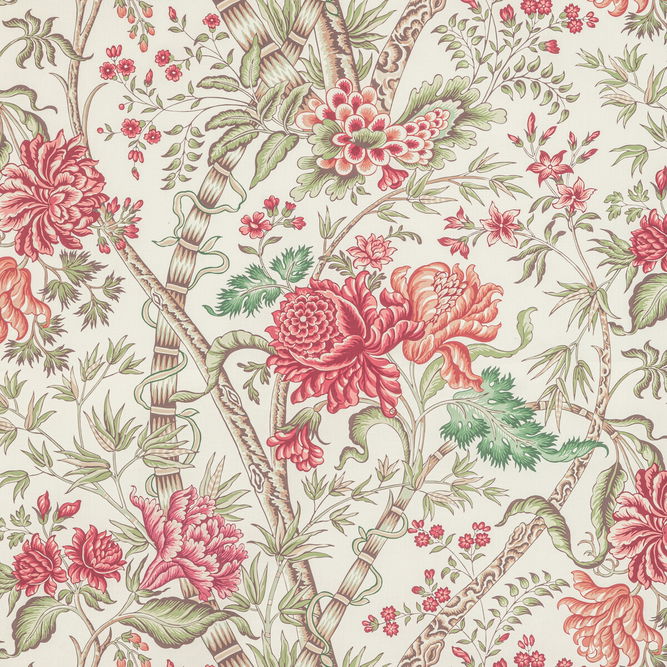 Brunschwig &amp; Fils Luberon Print Berry/Leaf Fabric