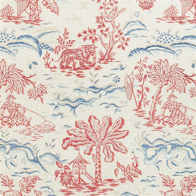 Brunschwig &amp; Fils Valensole Print Red/Blue Fabric