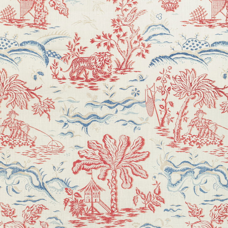 Brunschwig &amp; Fils Valensole Print Red/Blue Fabric