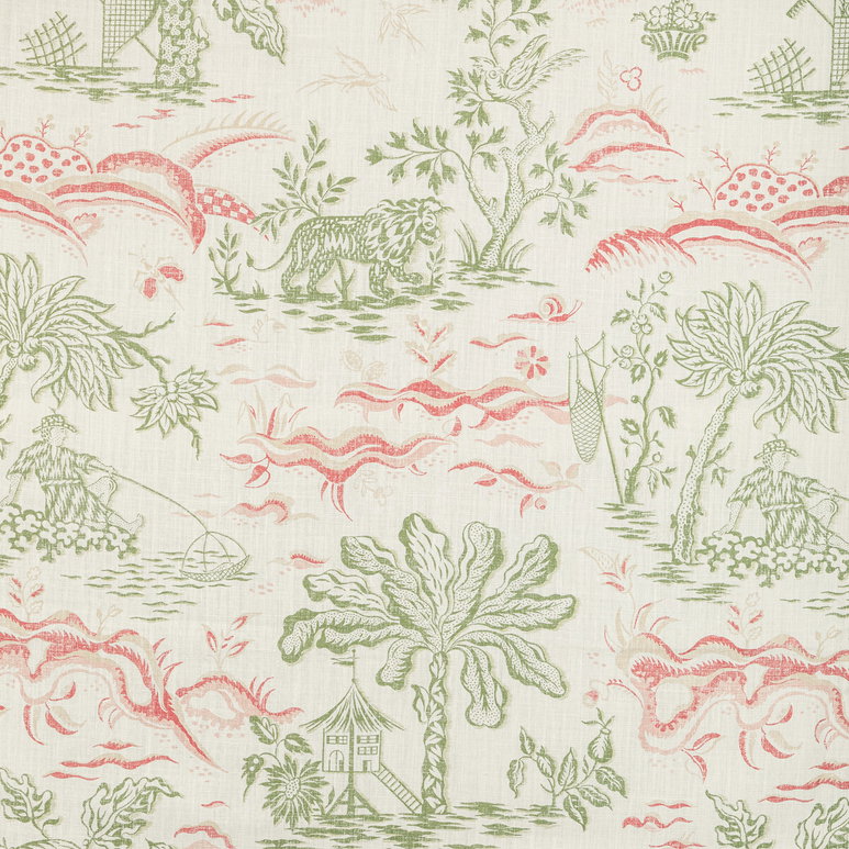 Brunschwig &amp; Fils Valensole Print Leaf/Rose Fabric