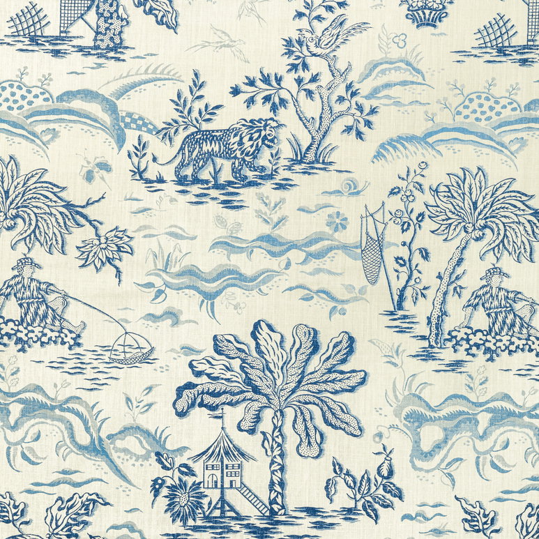 Brunschwig &amp; Fils Valensole Print Navy/Sky Fabric