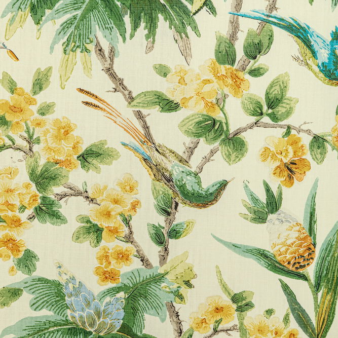 Brunschwig &amp; Fils Gastaud Print Gold/Leaf Fabric