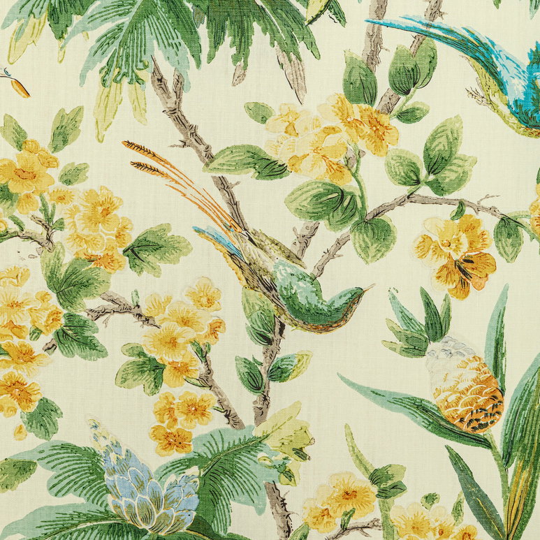 Brunschwig &amp; Fils Gastaud Print Gold/Leaf Fabric
