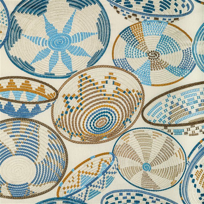 Brunschwig &amp; Fils Bendi Embroidery Blue Fabric