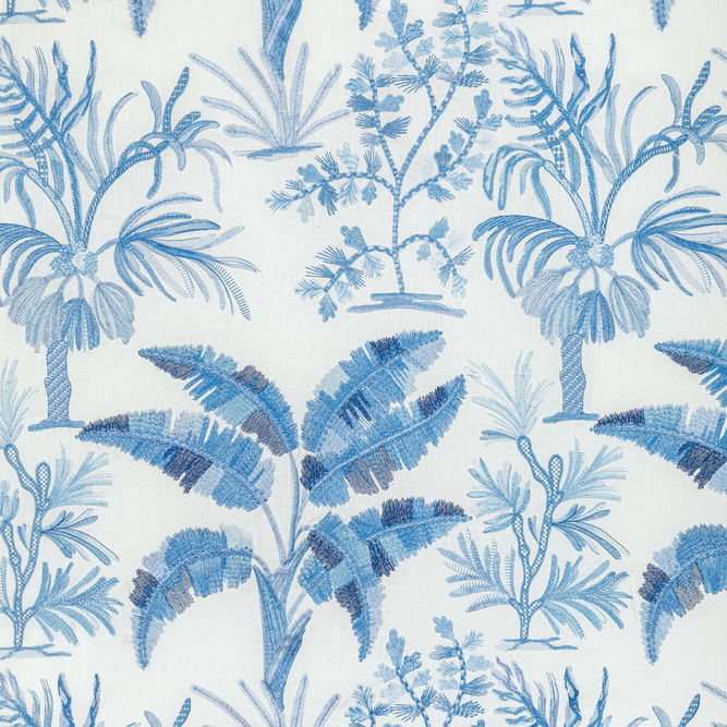 Brunschwig &amp; Fils Martil Embroidery Blue Fabric