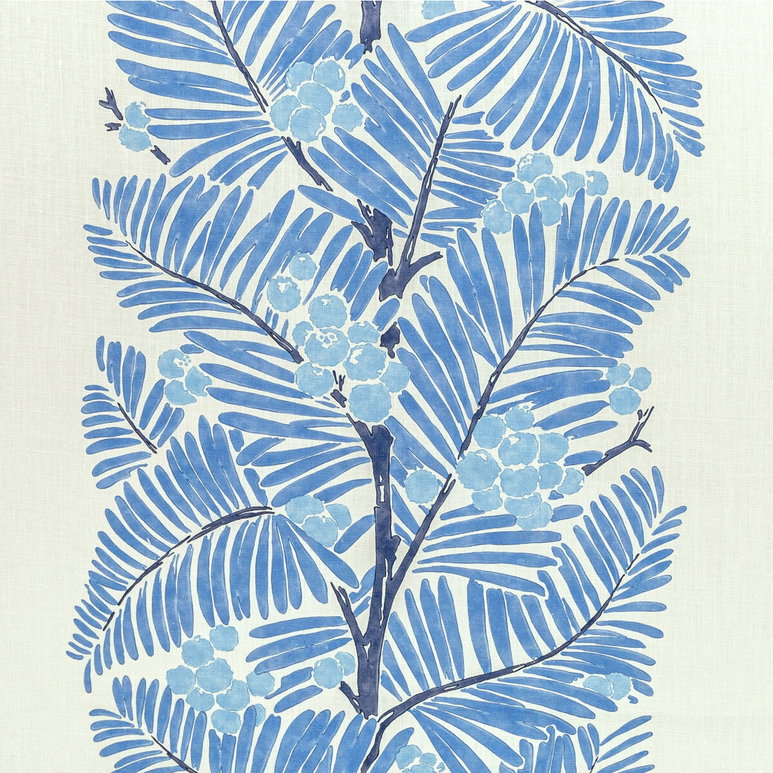 Brunschwig &amp; Fils Palmar Print Blue Fabric