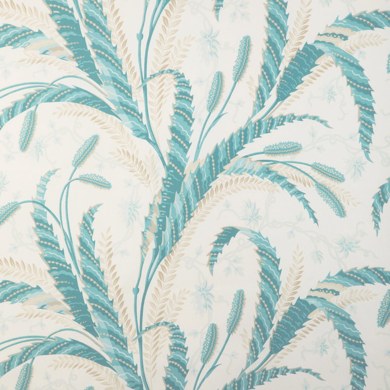 Brunschwig &amp; Fils Vernay Print Aqua Fabric