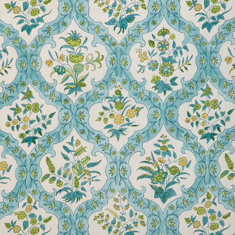 Brunschwig &amp; Fils Ventoux Print Aqua Fabric