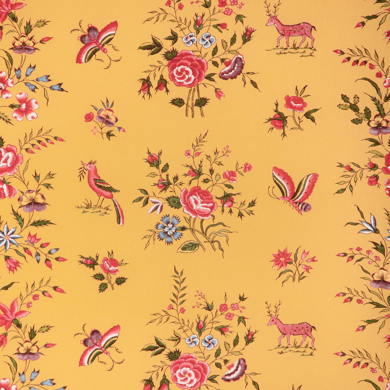 Brunschwig &amp; Fils Aurel Print Gold/Red Fabric