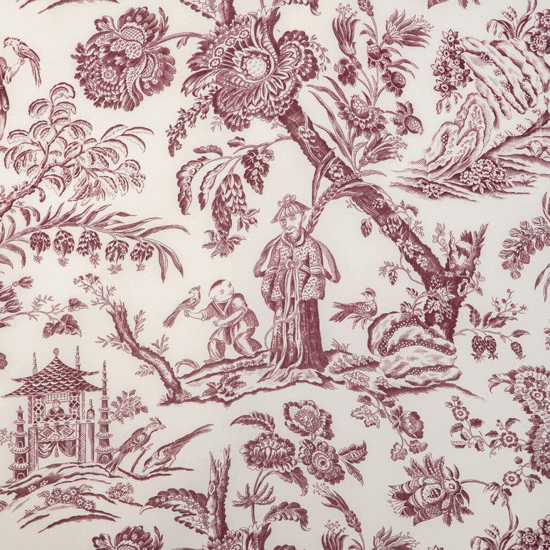 Brunschwig &amp; Fils Marcel Print Aubergine Fabric