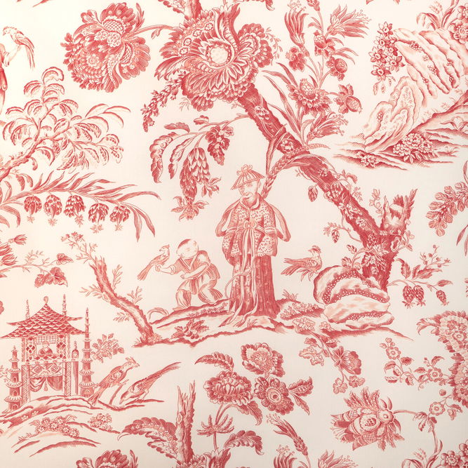 Brunschwig &amp; Fils Marcel Print Red Fabric