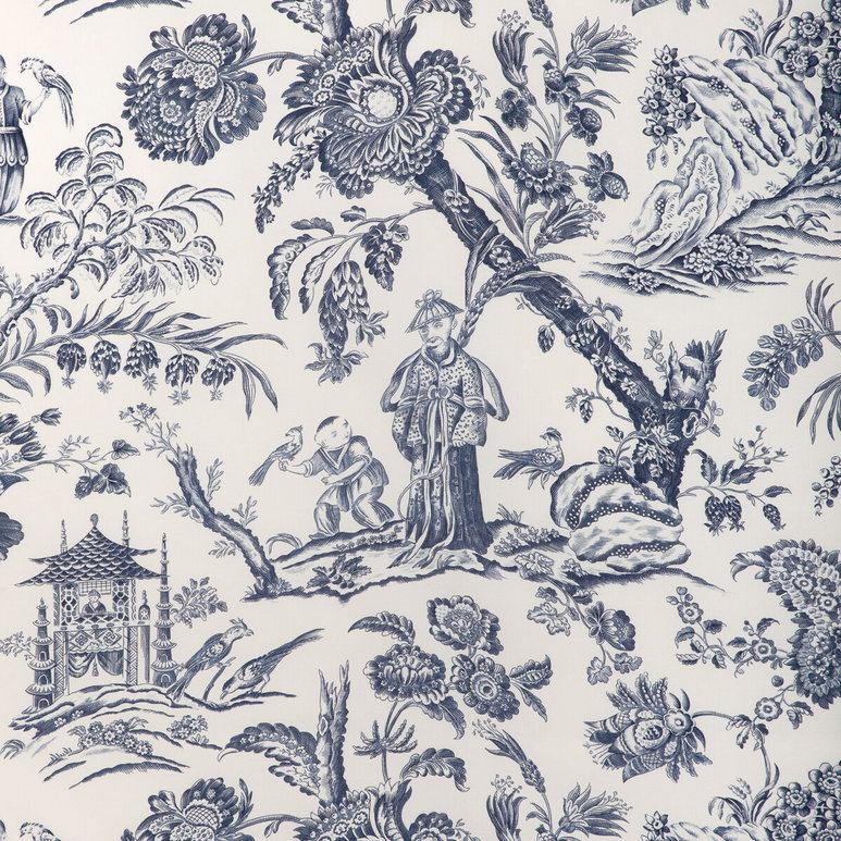 Brunschwig &amp; Fils Marcel Print Navy Fabric