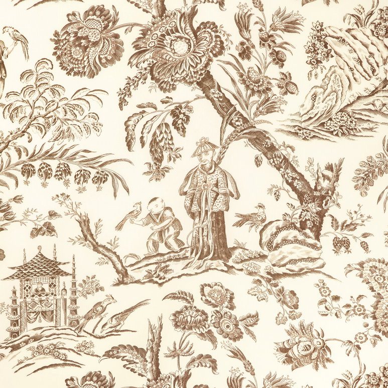 Brunschwig &amp; Fils Marcel Print Brown Fabric
