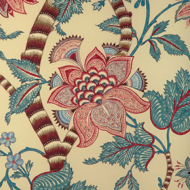 Brunschwig &amp; Fils Cadenet Print Beige/Teal Fabric