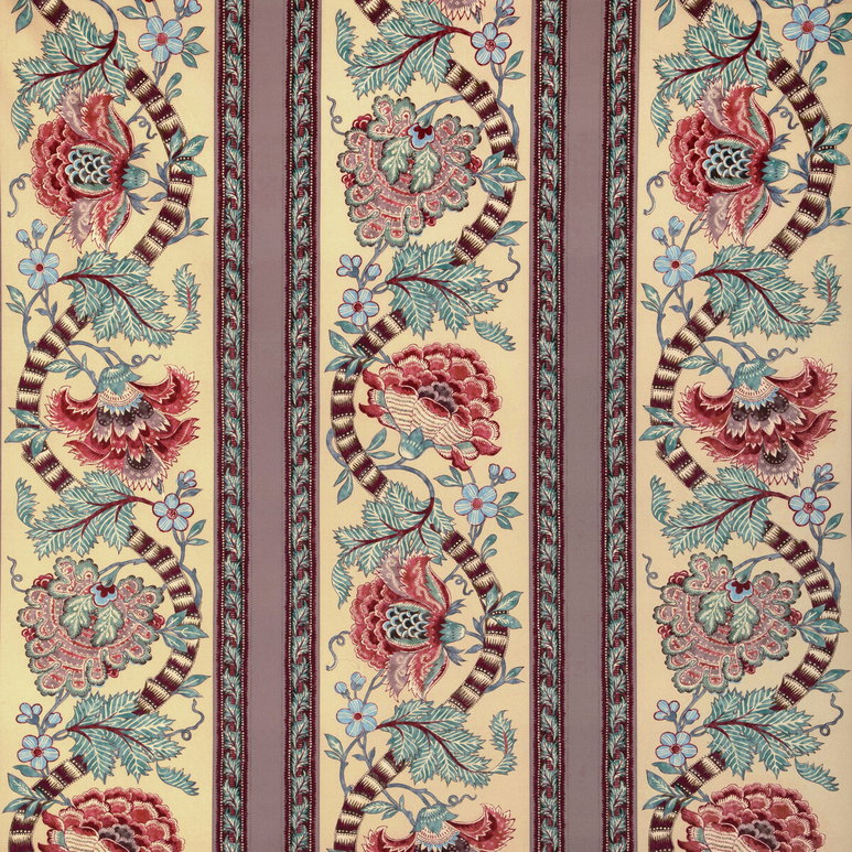 Brunschwig &amp; Fils Lauris Print Beige/Teal Fabric
