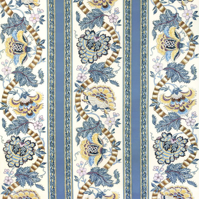 Brunschwig &amp; Fils Lauris Print Blue/Gold Fabric