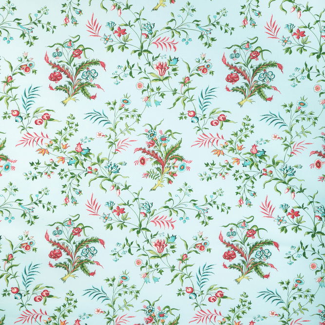 Brunschwig &amp; Fils Chancay Print Sky/Leaf Fabric