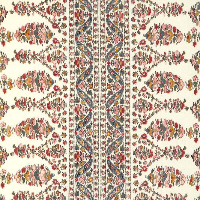Brunschwig &amp; Fils Visan Print Teal/Rose Fabric