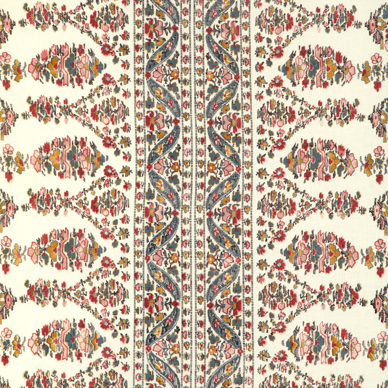 Brunschwig &amp; Fils Visan Print Teal/Rose Fabric