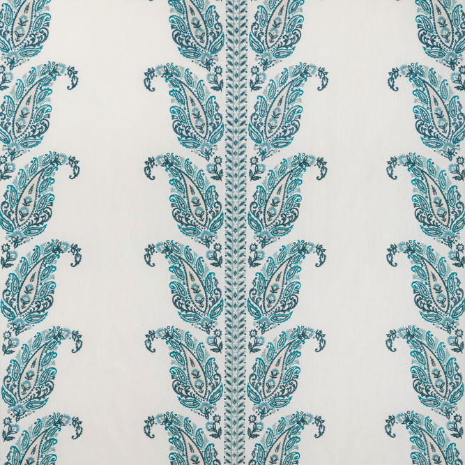Brunschwig &amp; Fils Yara Paisley Embroidery Lagoon Fabric