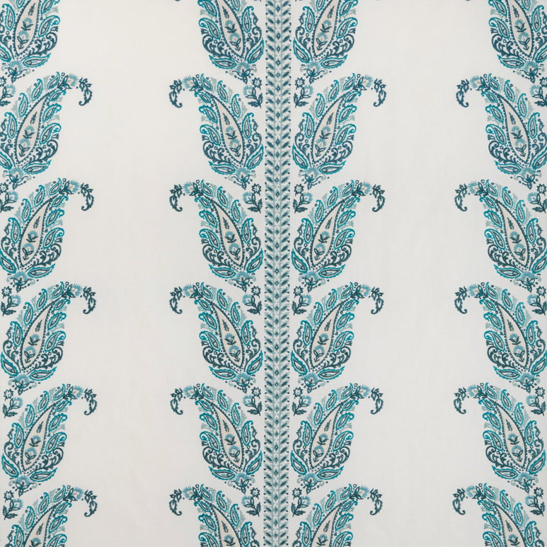 Brunschwig &amp; Fils Yara Paisley Embroidery Lagoon Fabric