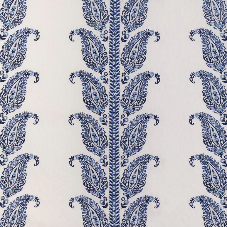Brunschwig &amp; Fils Yara Paisley Embroidery Blue Fabric