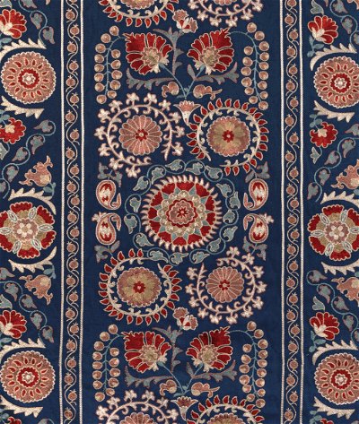 Brunschwig & Fils Saanvi Embroidery Blue/Red Fabric