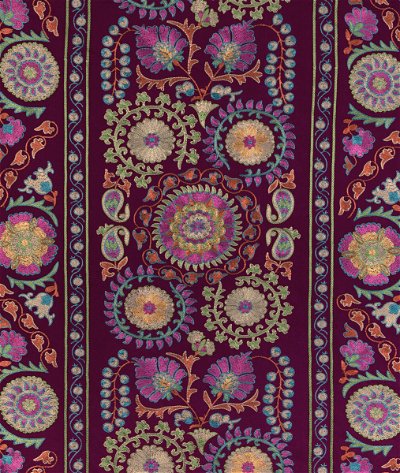 Brunschwig & Fils Saanvi Embroidery Plum/Leaf Fabric