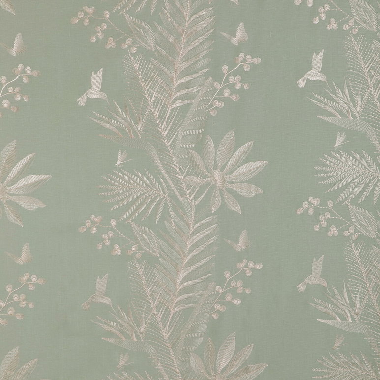 Brunschwig &amp; Fils Manda Embroidery Seafoam Fabric