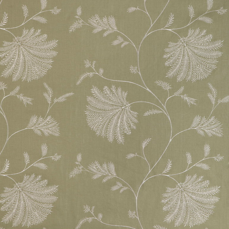 Brunschwig &amp; Fils Maelle Embroidery Celery Fabric