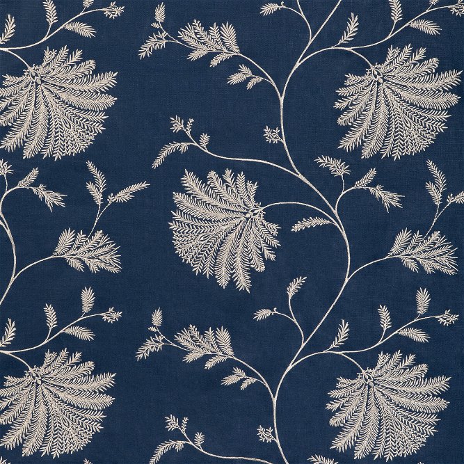 Brunschwig &amp; Fils Maelle Embroidery Navy Fabric