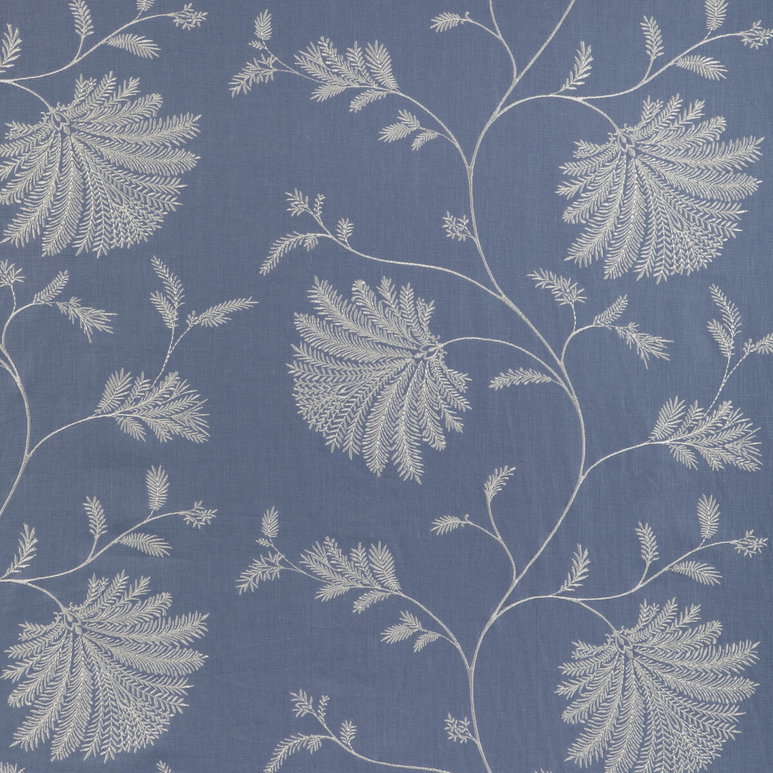 Brunschwig &amp; Fils Maelle Embroidery Blue Fabric