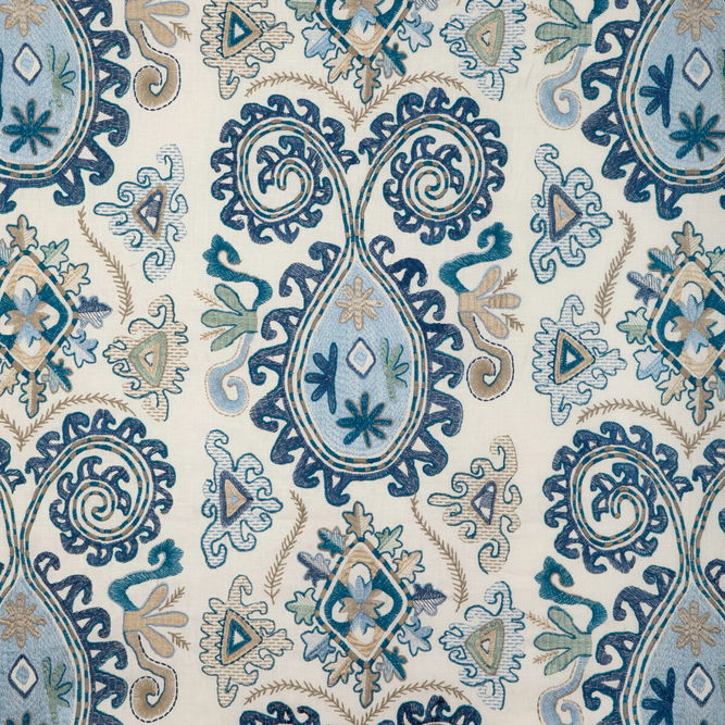 Brunschwig &amp; Fils Lavali Embroidery Blue/Sky Fabric