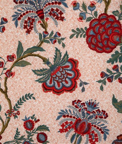Brunschwig & Fils Anduze Embroidery Red/Blue Fabric
