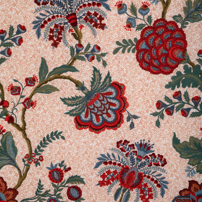 Brunschwig &amp; Fils Anduze Embroidery Red/Blue Fabric