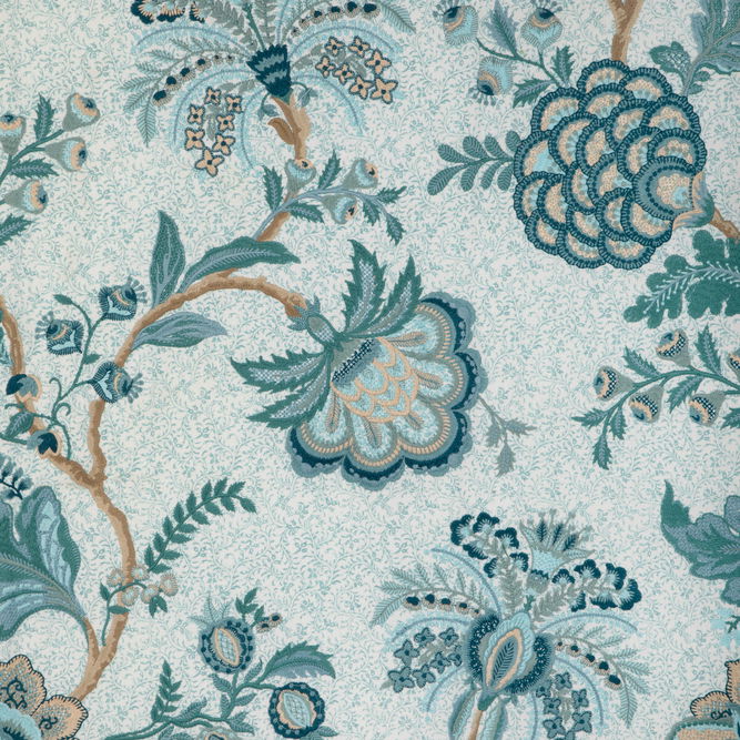 Brunschwig &amp; Fils Anduze Embroidery Teal/Sky Fabric