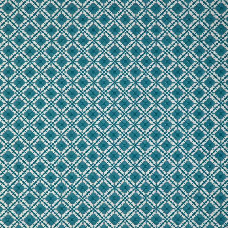 Brunschwig &amp; Fils Ines Embroidery Aqua Fabric
