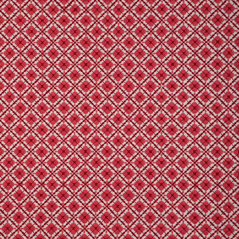 Brunschwig &amp; Fils Ines Embroidery Red Fabric