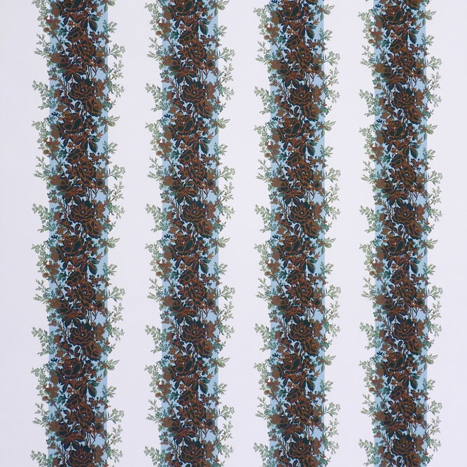 Brunschwig &amp; Fils Rayure Fleurie II Lake Fabric