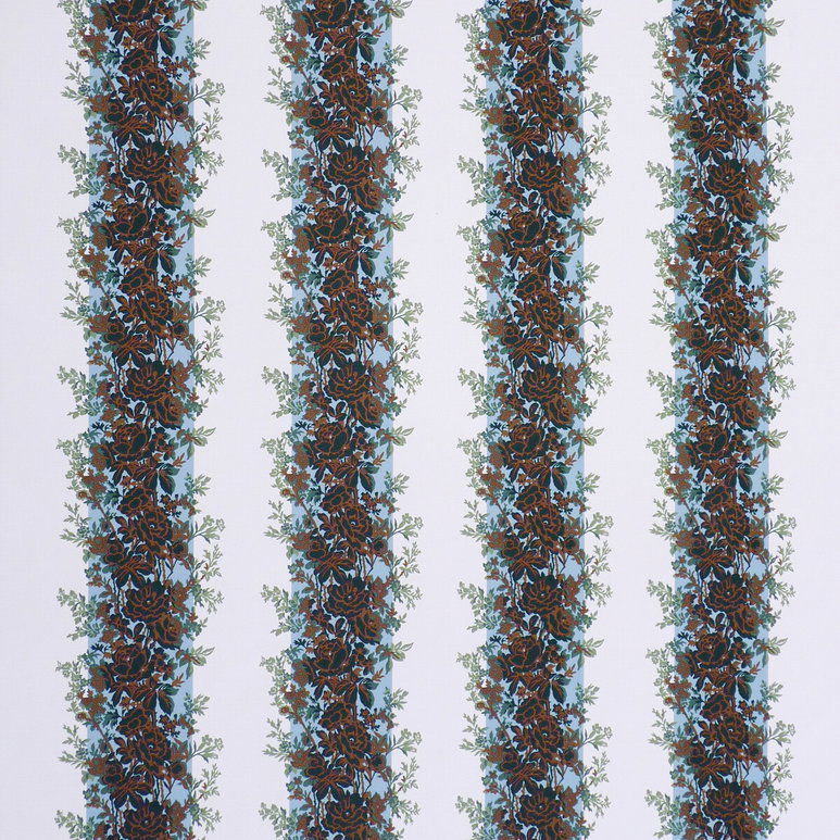 Brunschwig &amp; Fils Rayure Fleurie II Lake Fabric