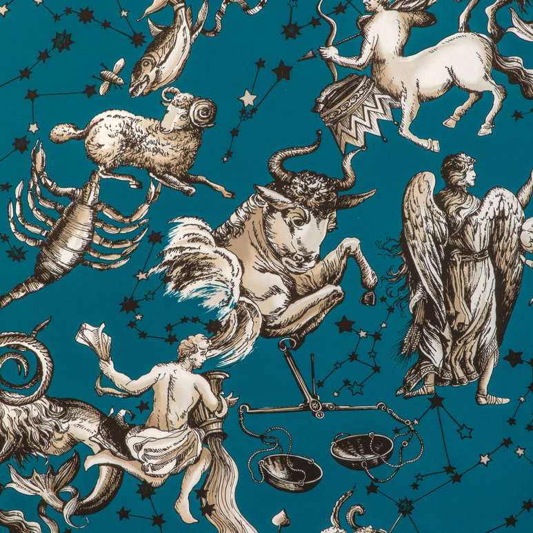 Brunschwig &amp; Fils Cosmique Print Teal Fabric