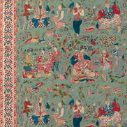 Brunschwig & Fils Shalimar Print Jade/Rose Fabric