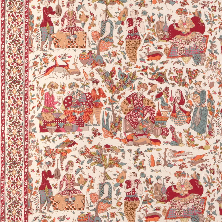 Brunschwig &amp; Fils Shalimar Print Berry/Sand Fabric