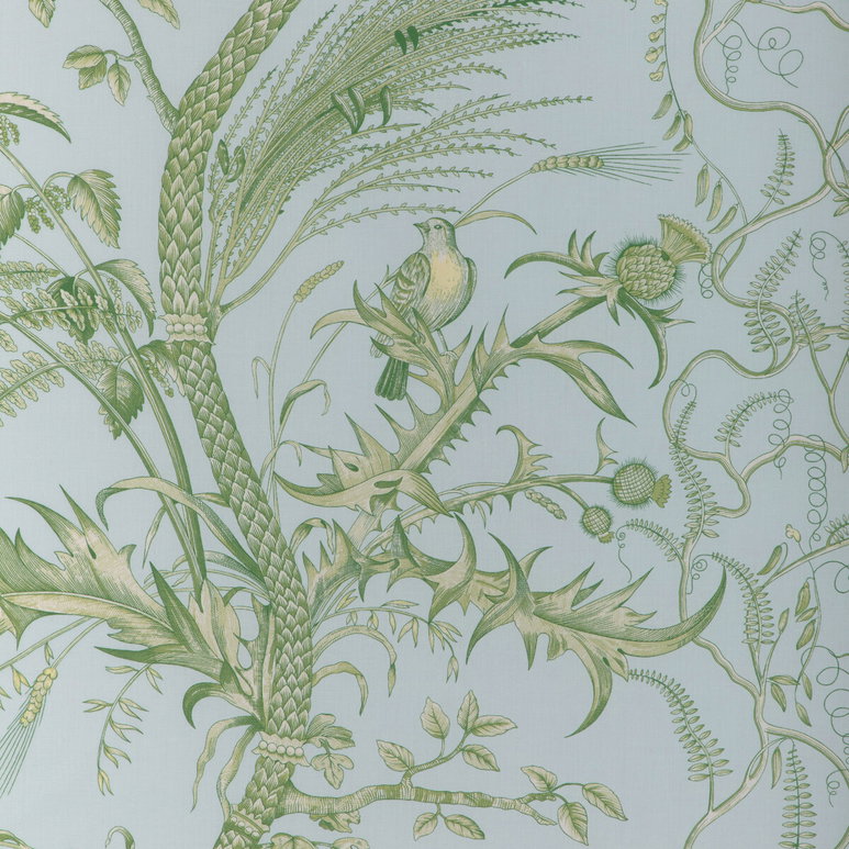 Brunschwig &amp; Fils Bird And Thistle II Sky Fabric
