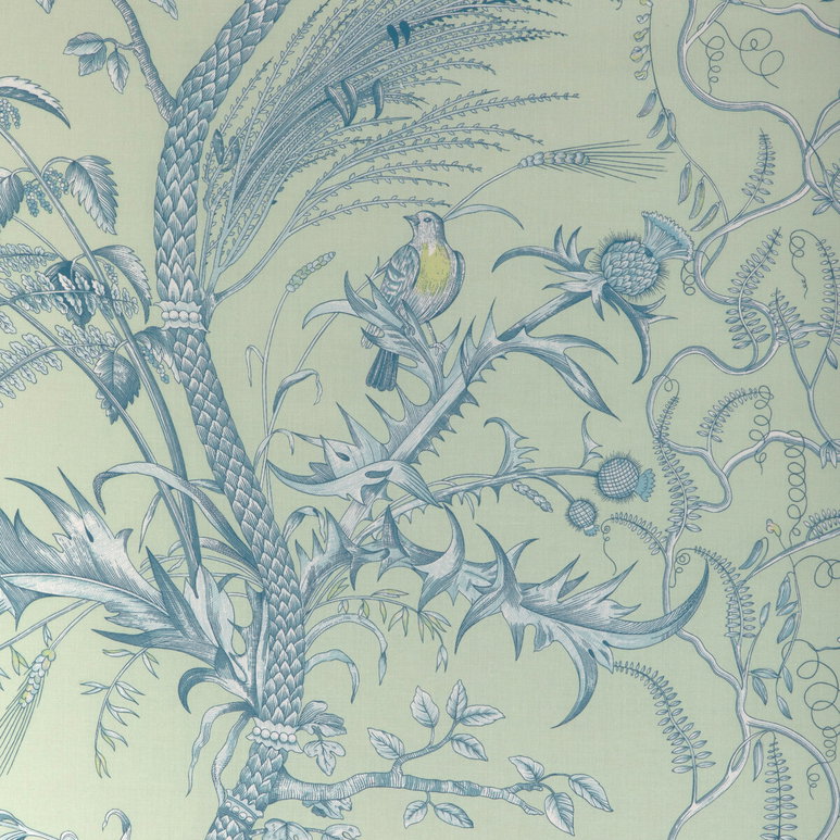 Brunschwig &amp; Fils Bird And Thistle II Mint Fabric
