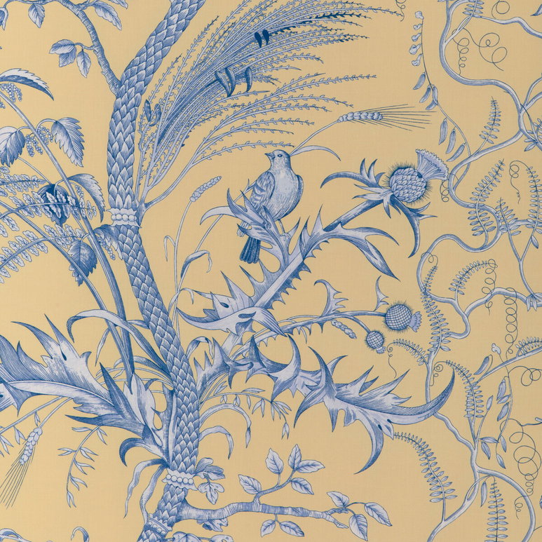 Brunschwig &amp; Fils Bird And Thistle II Sun Fabric