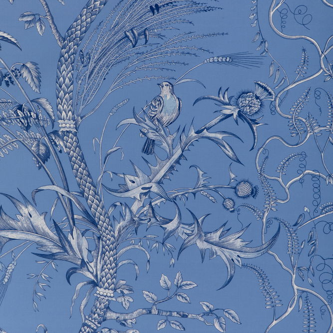 Brunschwig &amp; Fils Bird And Thistle II Blue Fabric